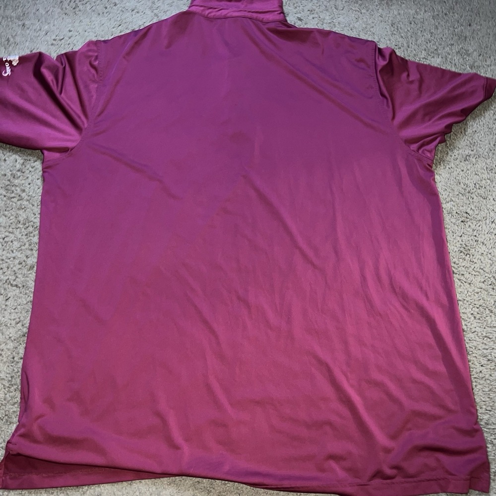 Peter Millar Summer Comfort Men's 2XL Maroon Solid Polo Short Sleeve Button - Picture 4 of 6